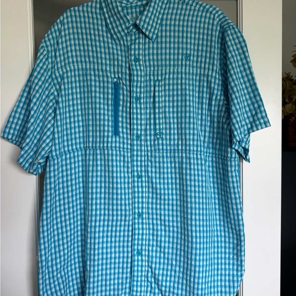 Ariat Turquoise Plaid Short-Sleeve Button-Down Shirt